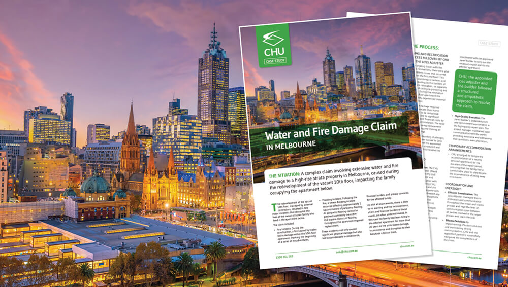 CHU’s Claims Team delivers expertise in Melbourne during a fire and water damage claim event thumbnail